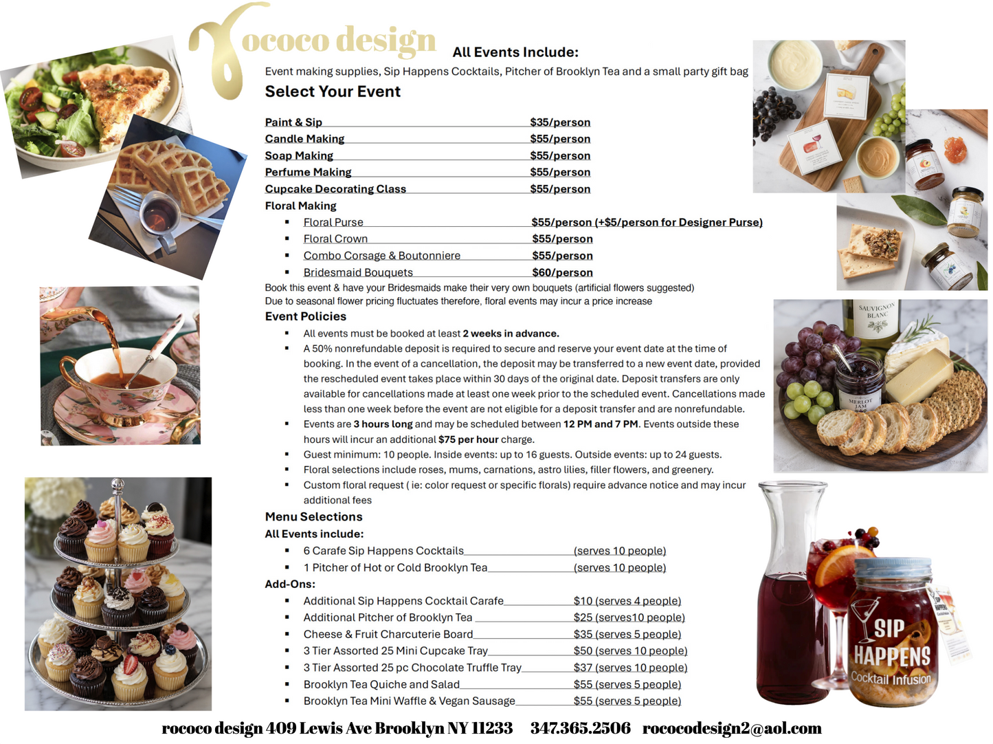 Book Your Next Event with rococo designs!