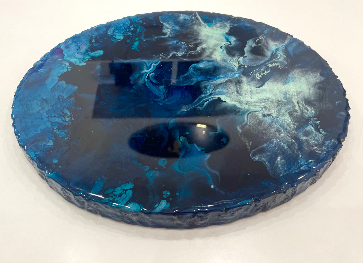 Water Element: 12" Resin Wood Slice Tray
