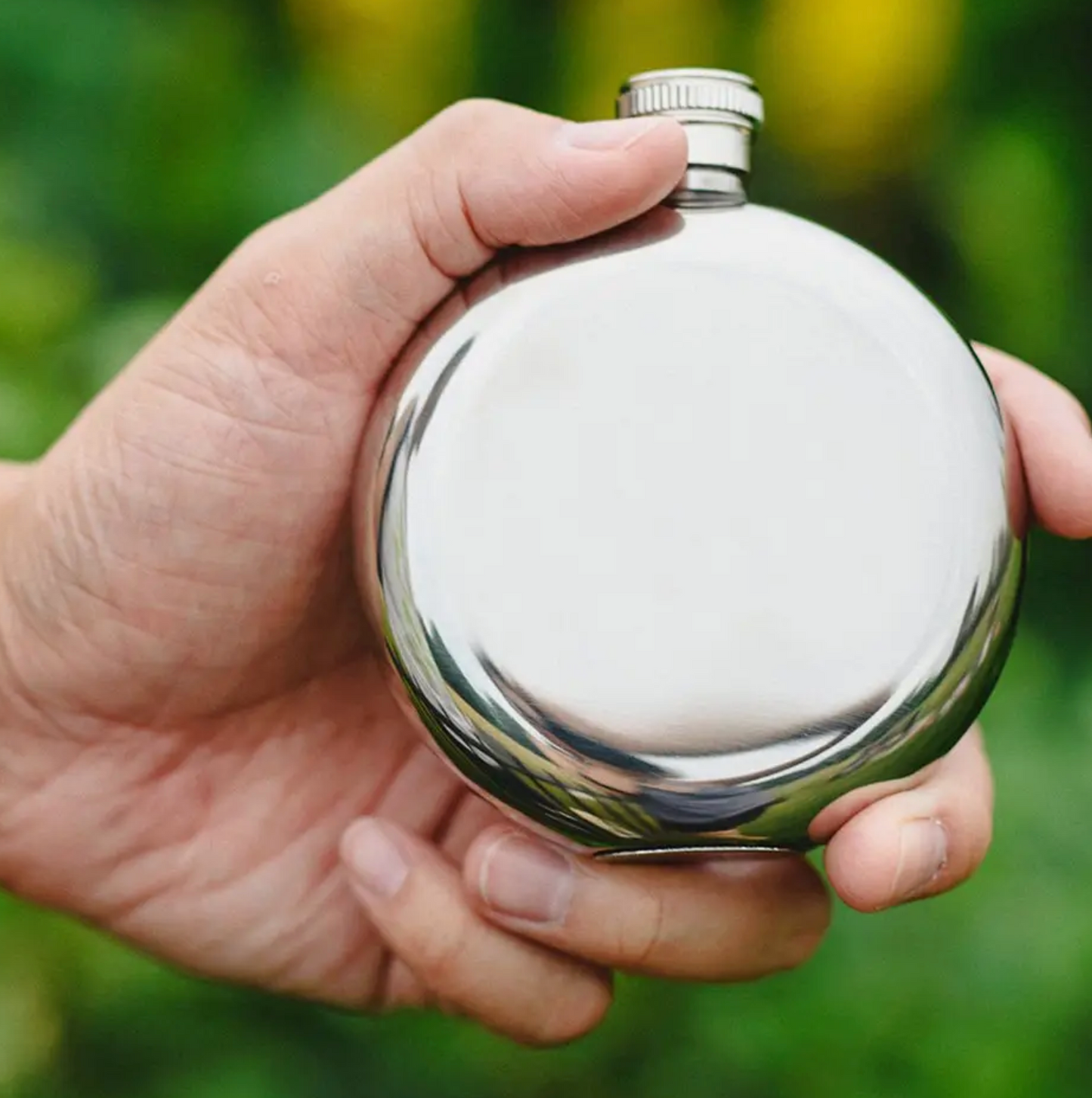 Silver Stainless Steel Round Flask