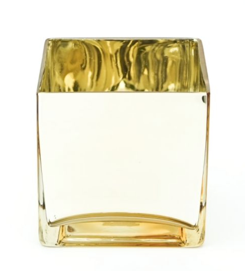 Square Gold Glass Vase