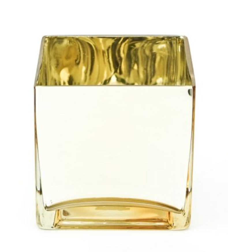 Square Gold  Glass Vase