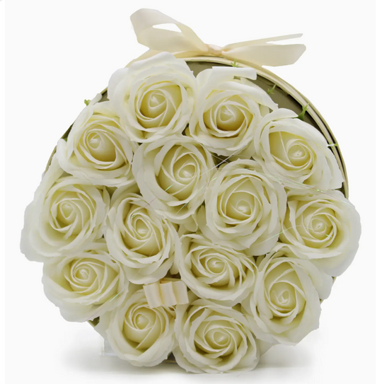 Soap Flower Gift Bouquet - 14 Cream Roses