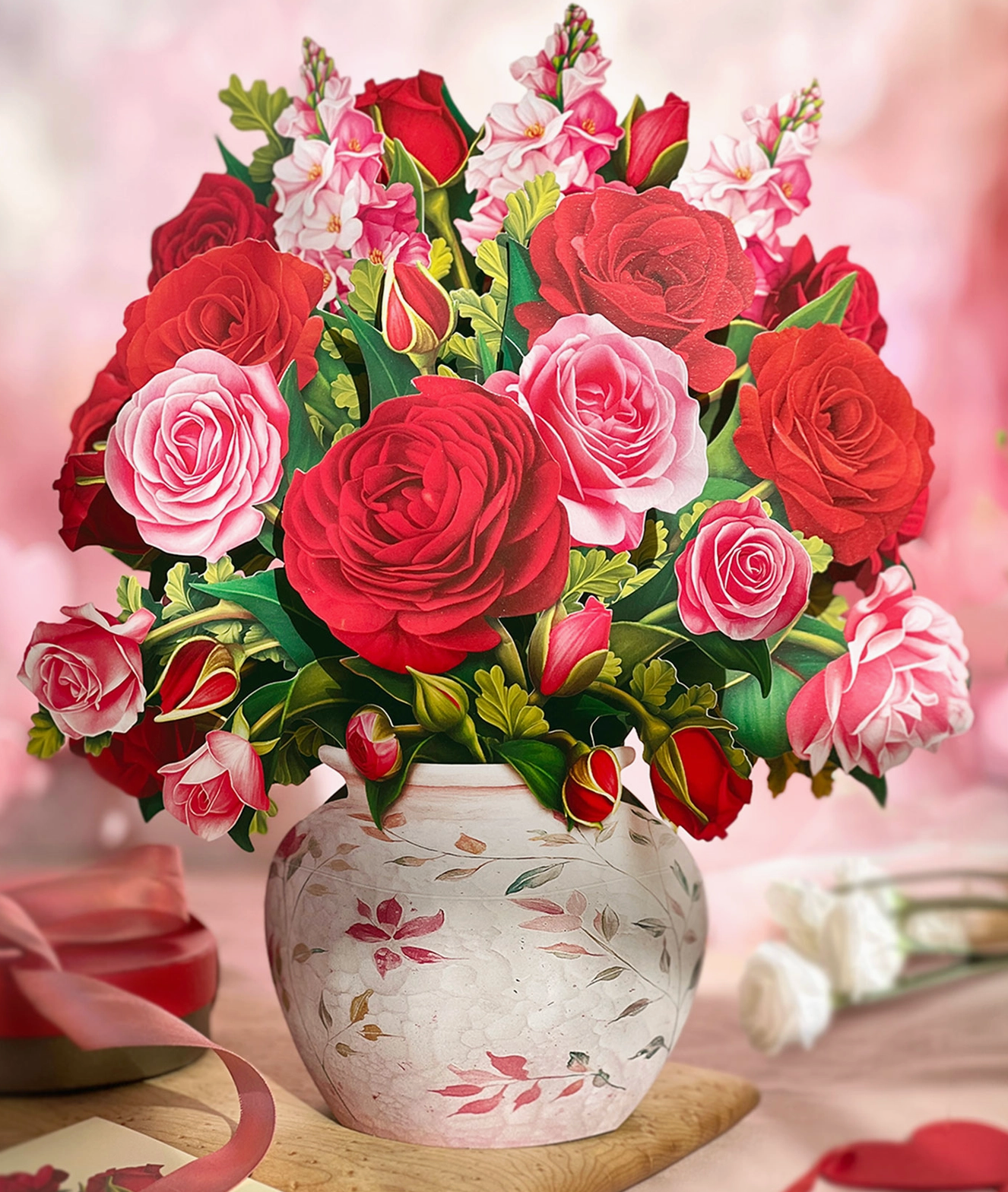 Blooming Roses Pop-Up Greeting