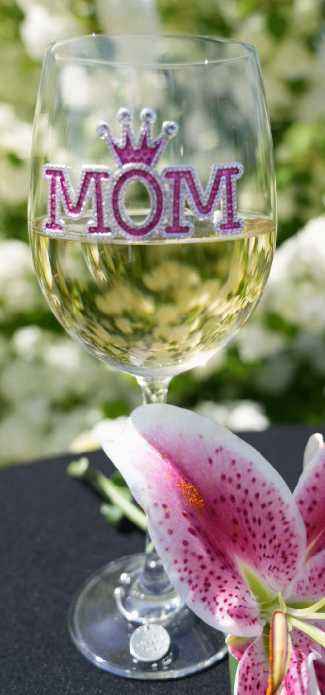 Mom Stemmed Jeweled Wine Glass