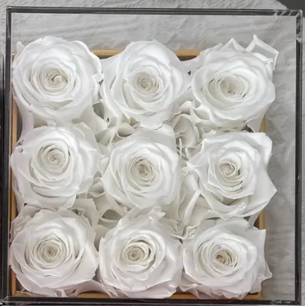 White Forever Roses Box