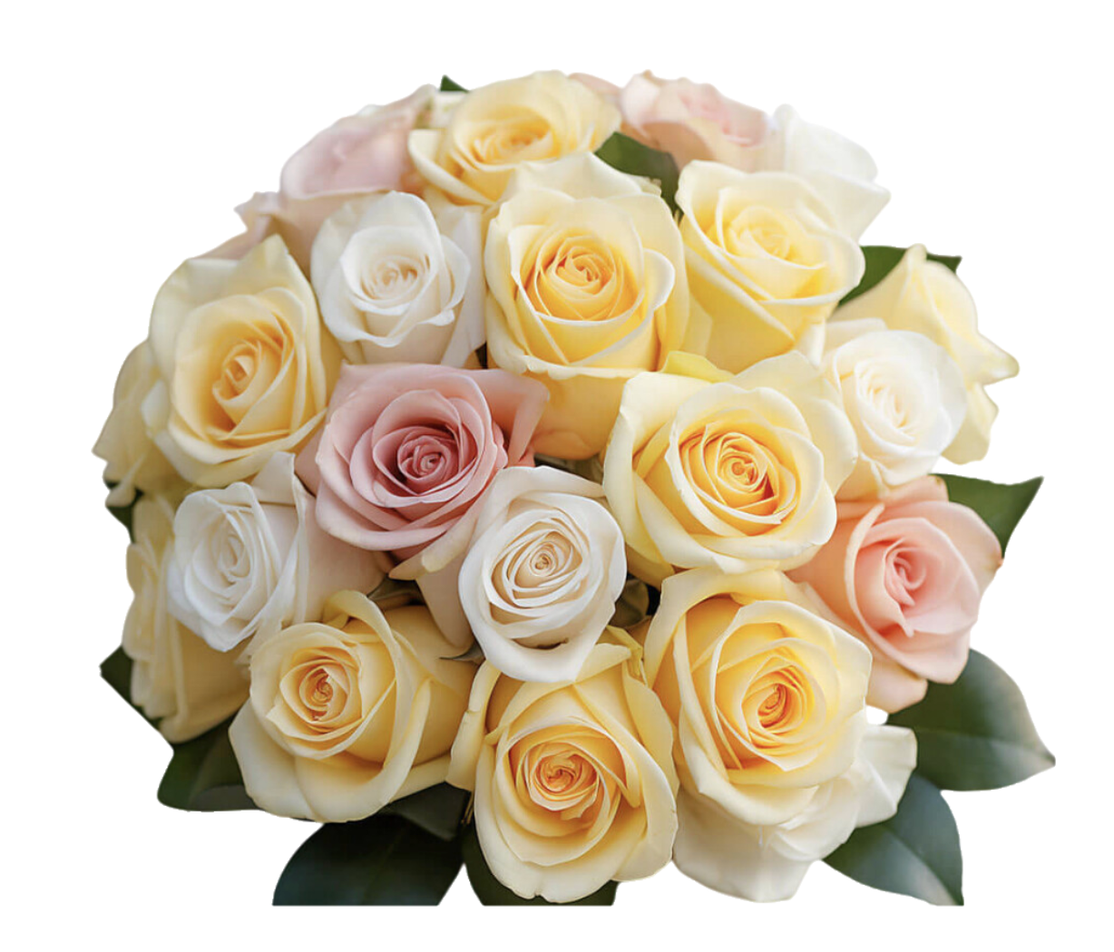 White / Pink or Yellow Rose Bouquet