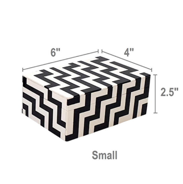Black and White Zig Zag Lidded Box - Small