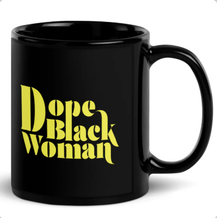 Dope Black Woman Black Glossy Mug Lemon