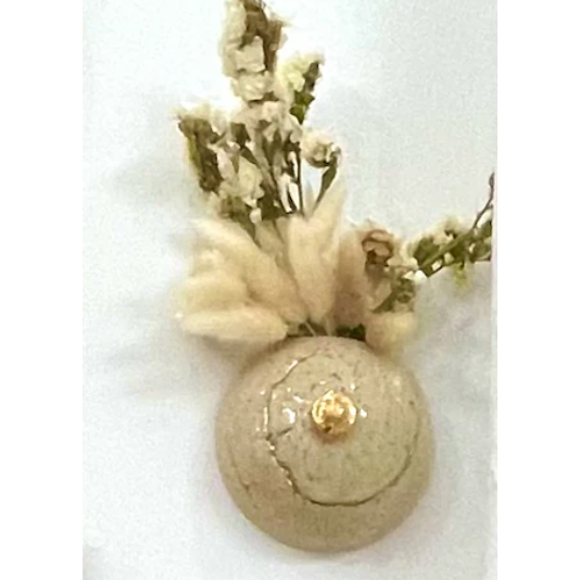 Booberino Beige Wall Vase with Mini Dried Floral Bouquet