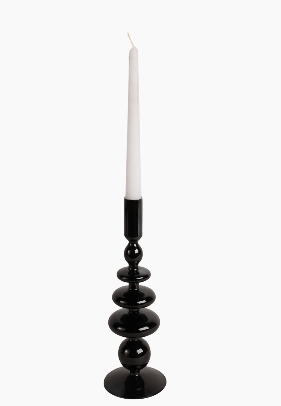 Glass Stylish Vintage Taper Candle Holder - Black 11 in.
