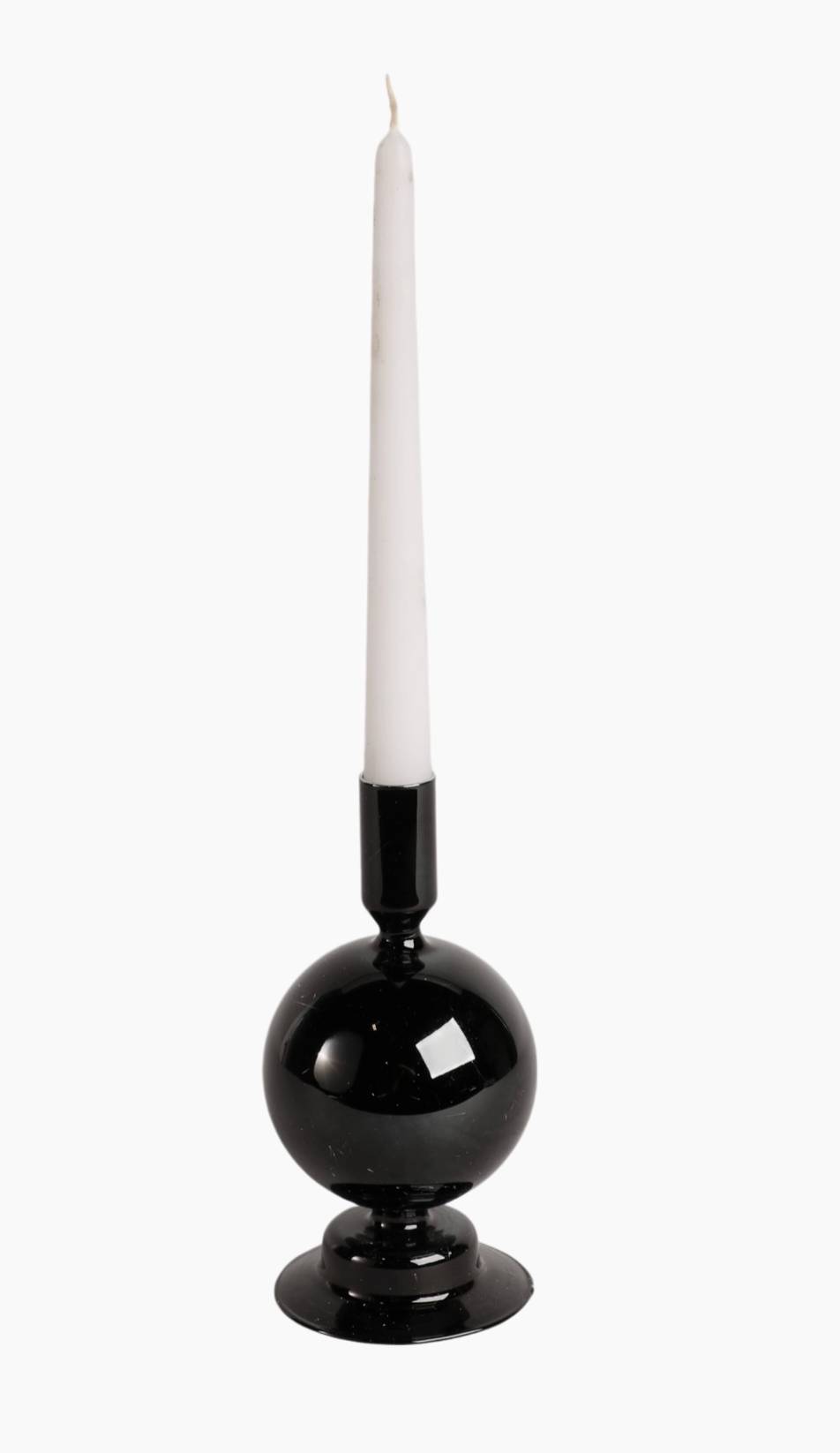 Glass Elevated Sturdy Taper Candle Holder - Black 7 in.