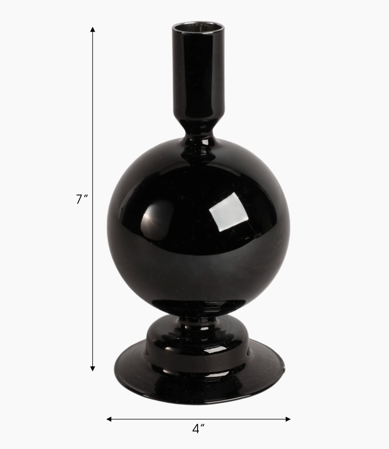 Glass Elevated Sturdy Taper Candle Holder - Black 7 in.