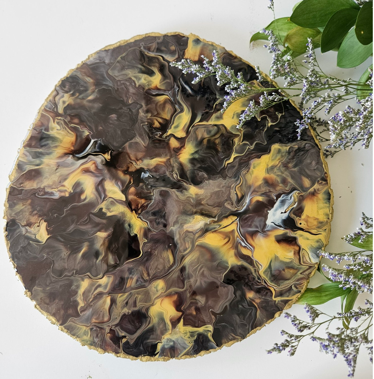 Coffee Bar: 12" Resin Wood Slice Tray