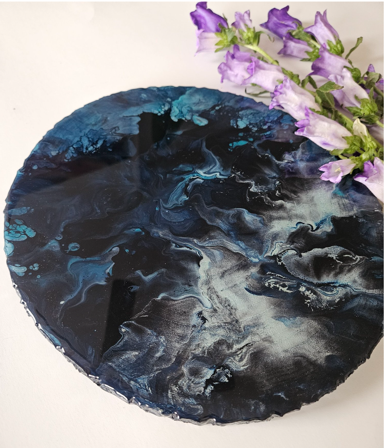Water Element: 12" Resin Wood Slice Tray