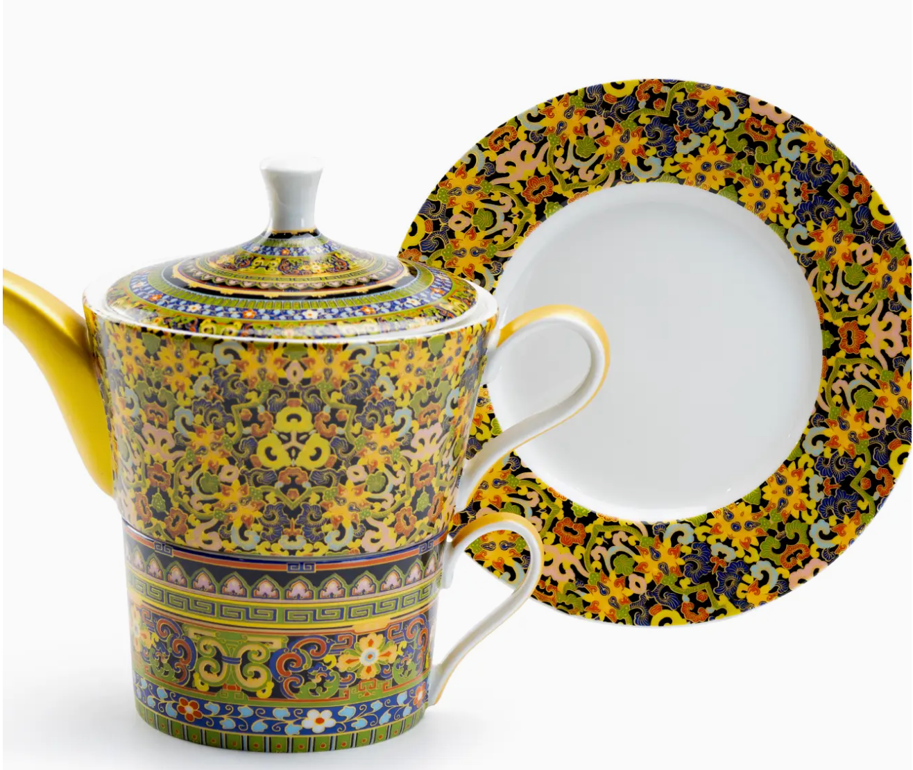 Tea For One Set - Golden Moroccan Fine Porcelain