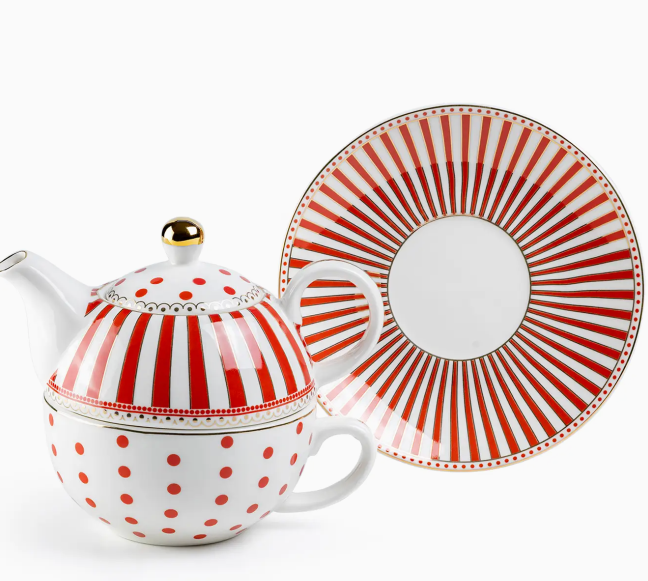 Tea For One - White & Red Polka Dots