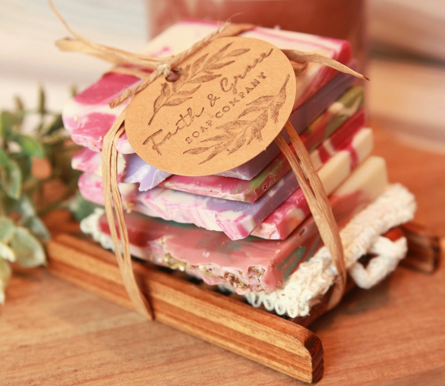 Soap Ends Gift Set with Wood Soap Dish and Sisal Bag