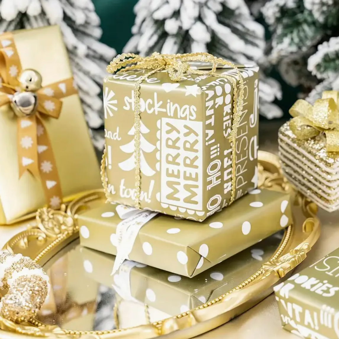 Assort Holiday Wrapping Paper - Color Champagne