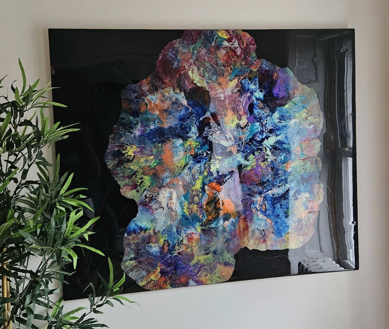 Black Flower Wall Art - 40x48 Orignal Art