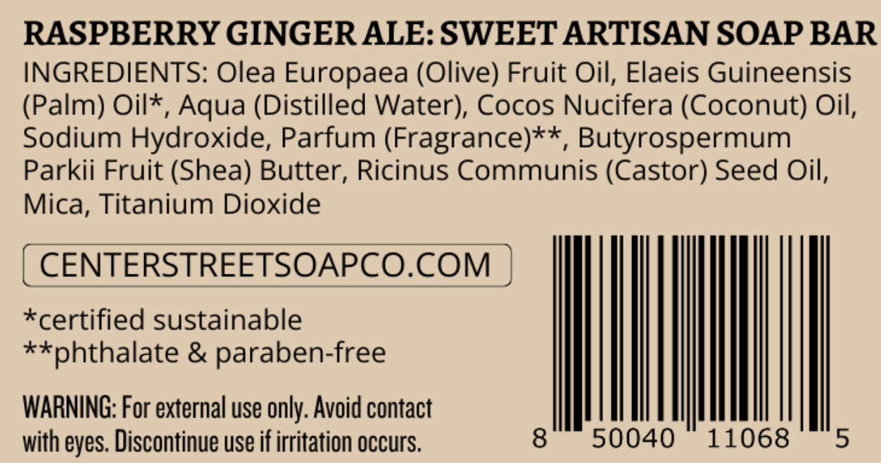 Raspberry Ginger Ale Vegan Handmade Bar Soap