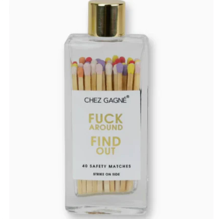 Fuck Around Find Out Glass Bottle Safety Matches - Rainbow/Multi