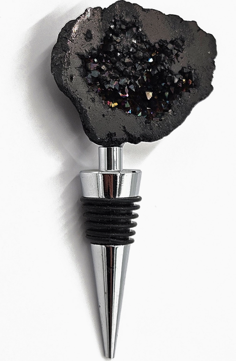 Crystal Rock Bottle Stopper - Black