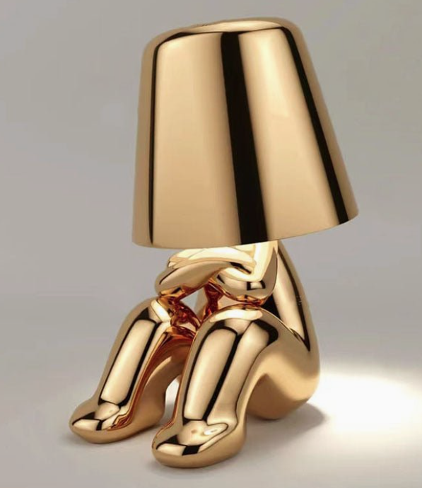 Thinker Golden Lamp (Side - Arms Crossed)