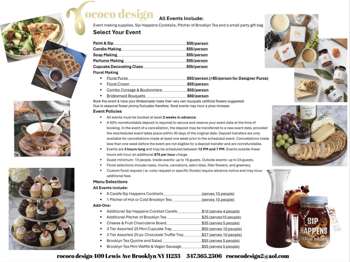 Contact Us to Book Your Private Event with rococo designs!