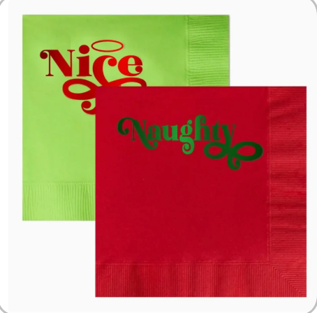 Naughty and Nice Holiday Cocktail Napkin