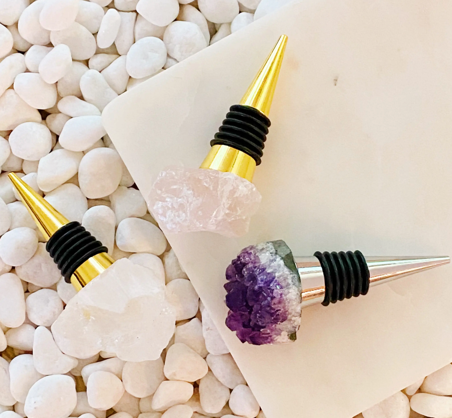 Beauty of Nature Stone Wine Stopper Rose Quartz