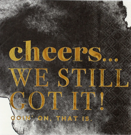 Cheers! Black & White Watercolor Cocktail Party Napkins