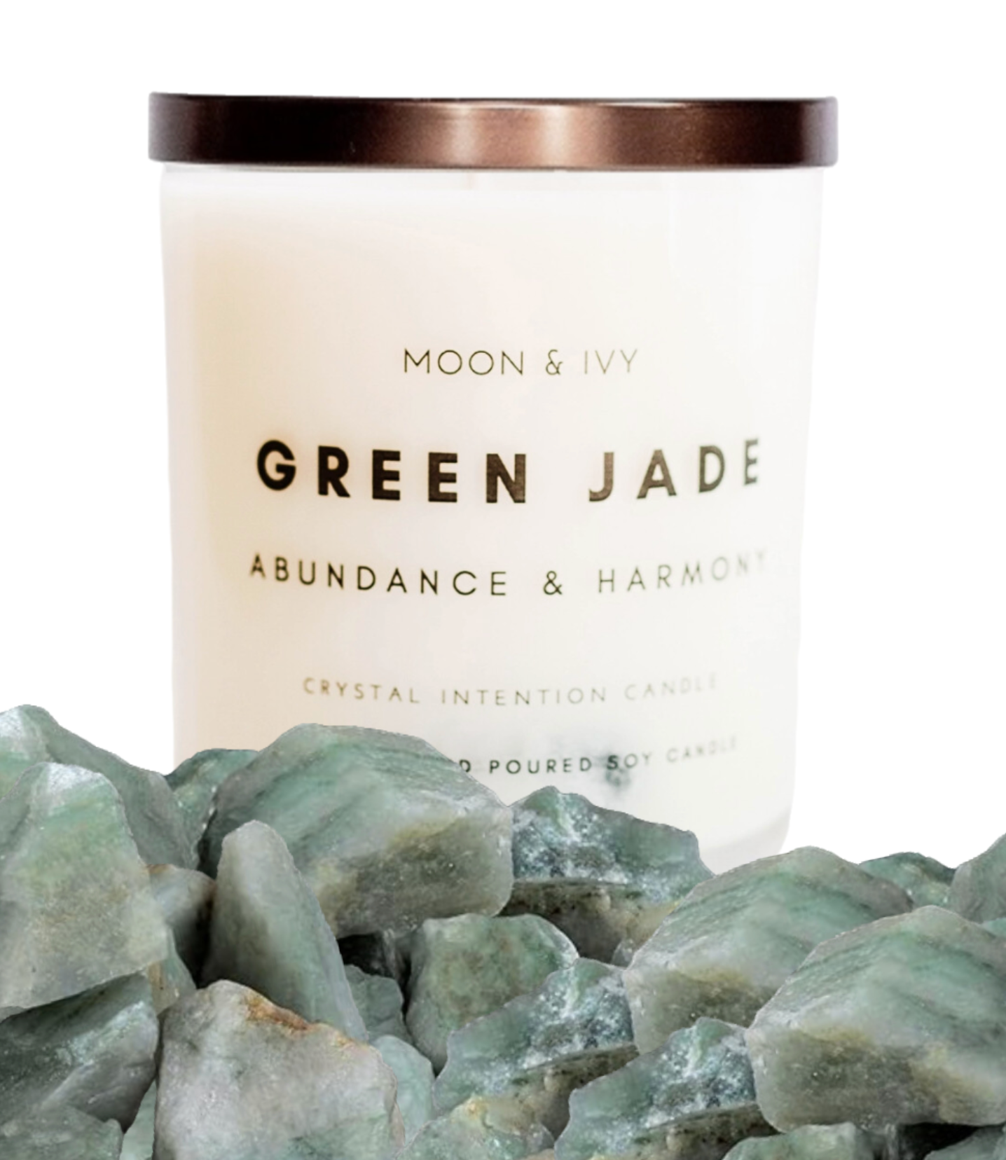 Green Jade Crystal Candle - Abundance & Harmony