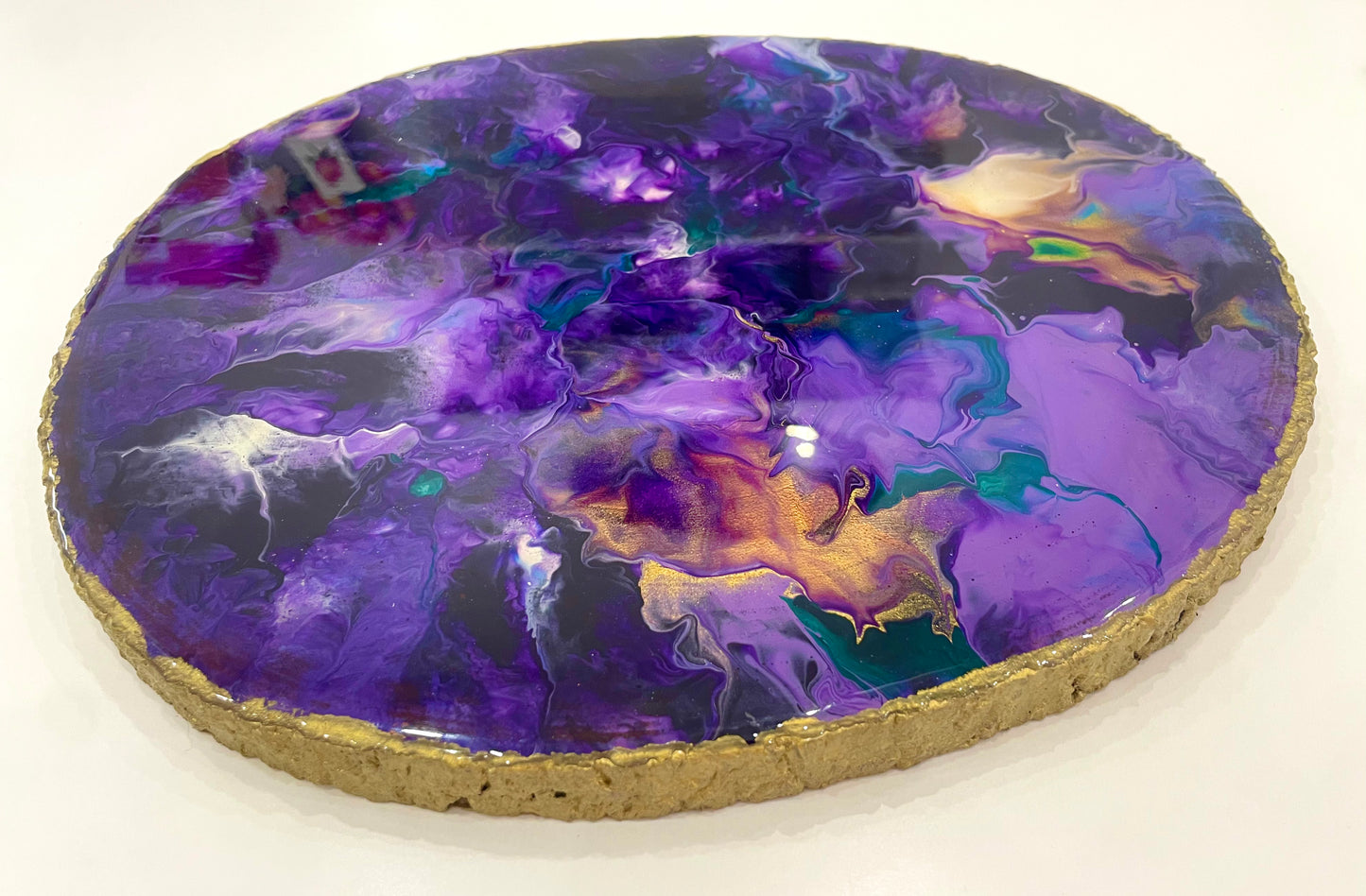Purple Dream: 12" Resin Wood Slice Tray