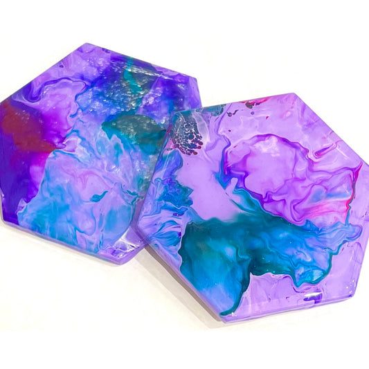 Royal Blues & Purple -  Handmade Resin Coasters