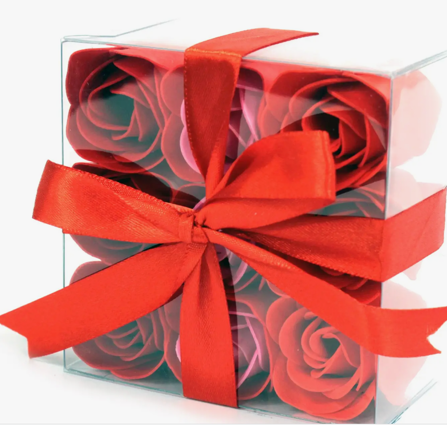 Soap Flower Gift Box- 9 Red Roses - Square