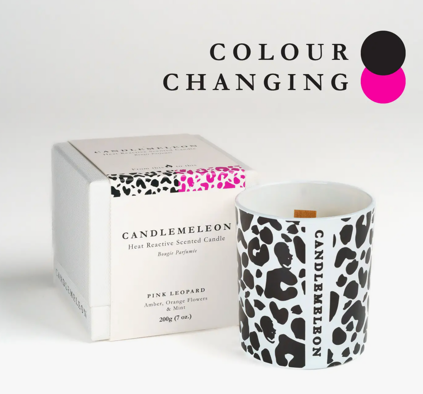 CANDLEMELEON - PINK LEOPARD - Amber, Orange Flowers & Mint Candle