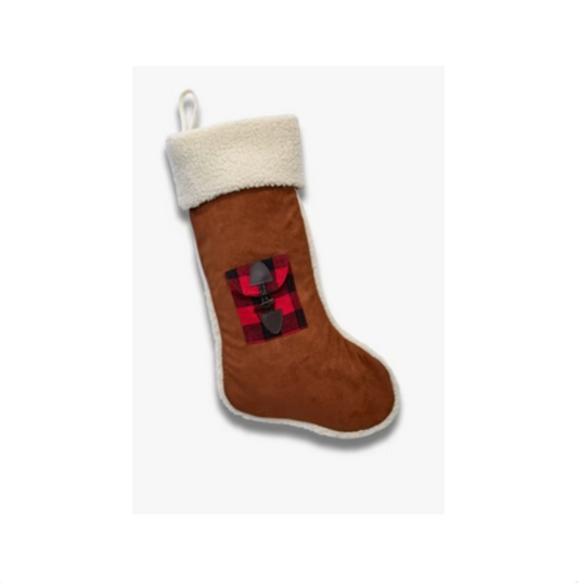 Faux Shearling Christmas Stocking With Gift Card Pocket