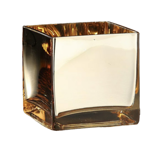 Square Gold  Glass Vase
