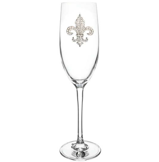 Diamond Fleur de Lis Jeweled Champagne Flute