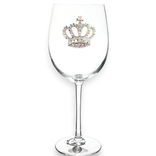 Crown Jeweled Stemmed Wine Glass