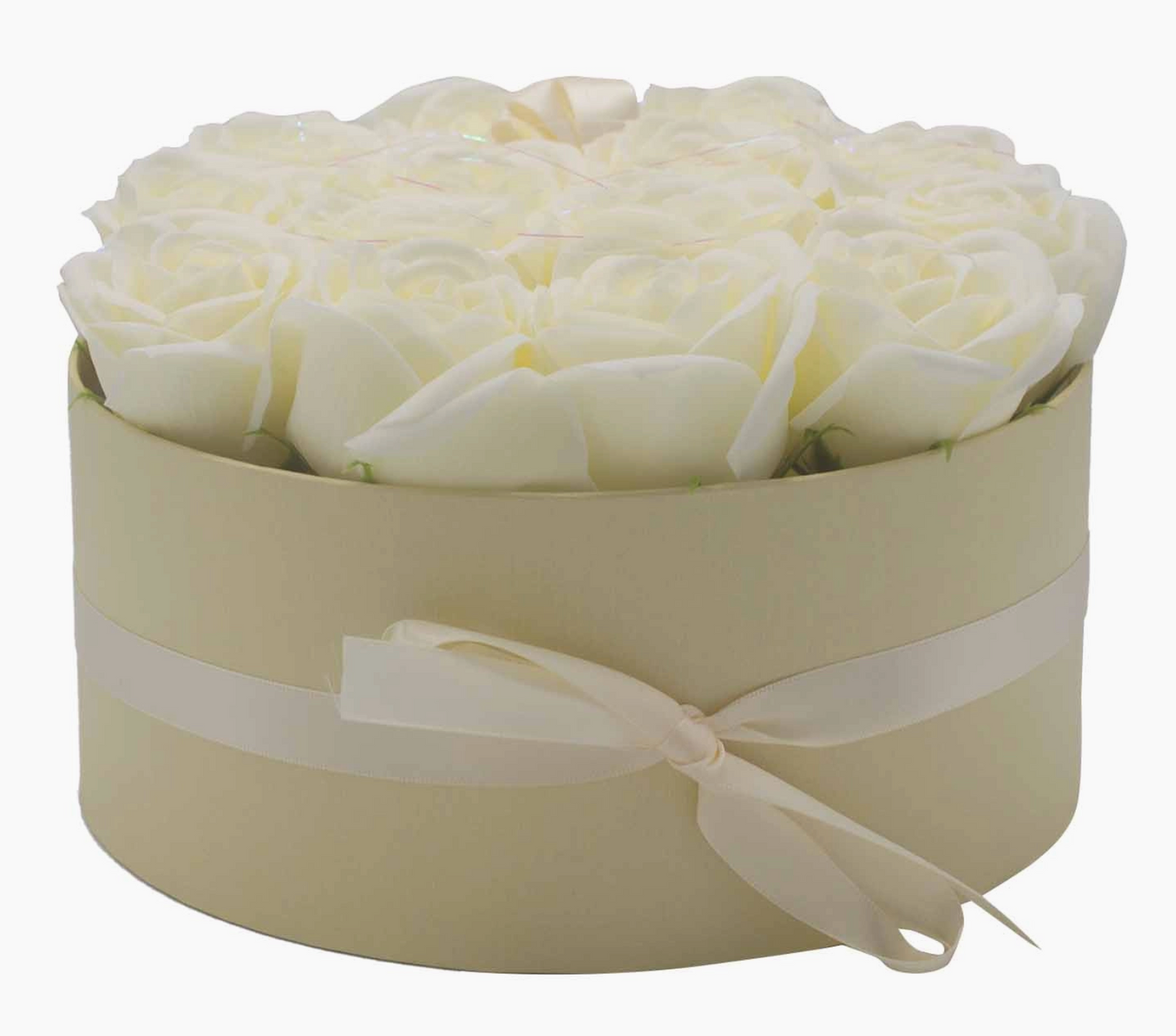 Soap Flower Gift Bouquet - 14 Cream Roses