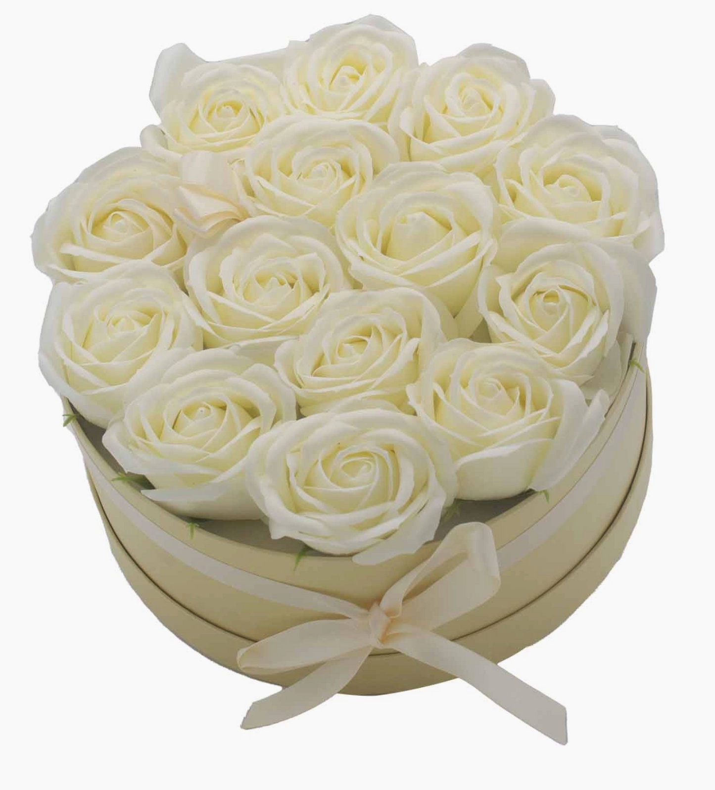 Soap Flower Gift Bouquet - 14 Cream Roses