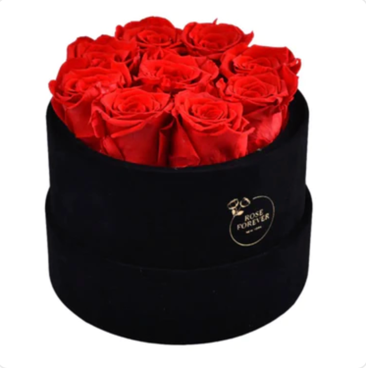 Essential Black Velvet Red Roses Round