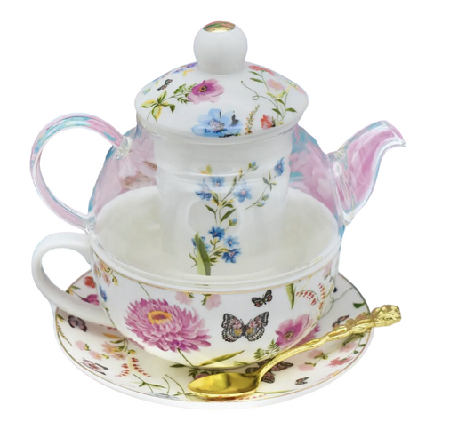 Tea For One Gift - Spring Meadow Butterflies with Tea Infuser