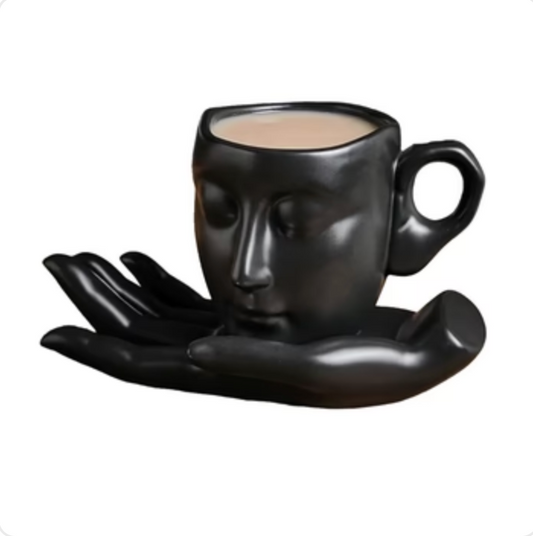 Face in Hand Tea Set - Black