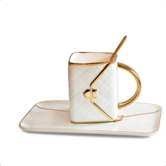 White Purse Tea Cup Set