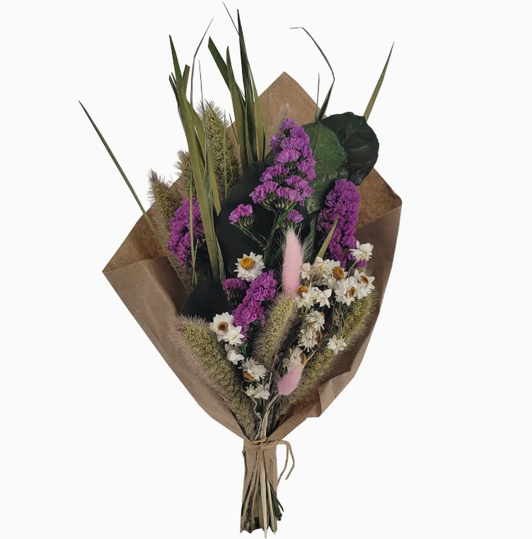 Mini Magenta Statice Flowers and Grains Bouquet