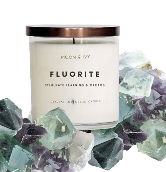 Fluorite Crystal Intention Candle - Learning & Sweet Dreams