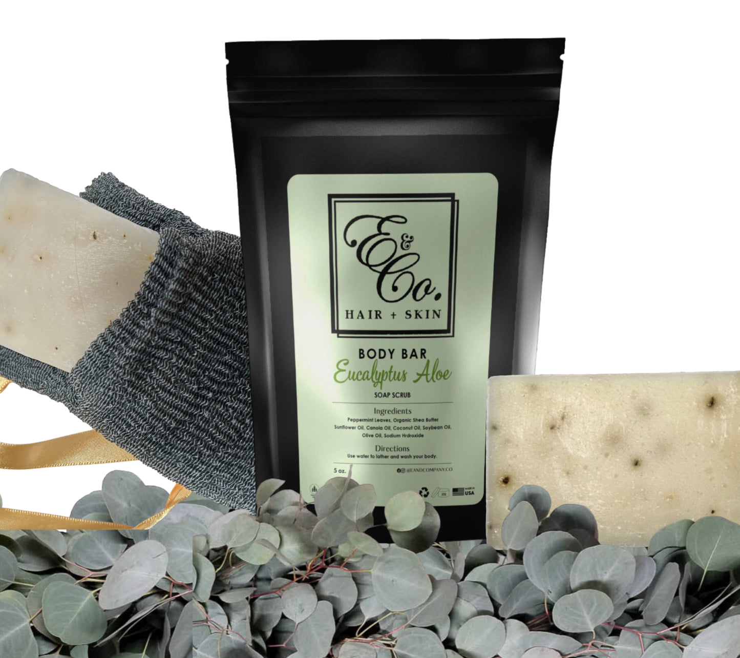 EUCALYPTUS ALOE BODY BAR W/ SCRUB POUCH