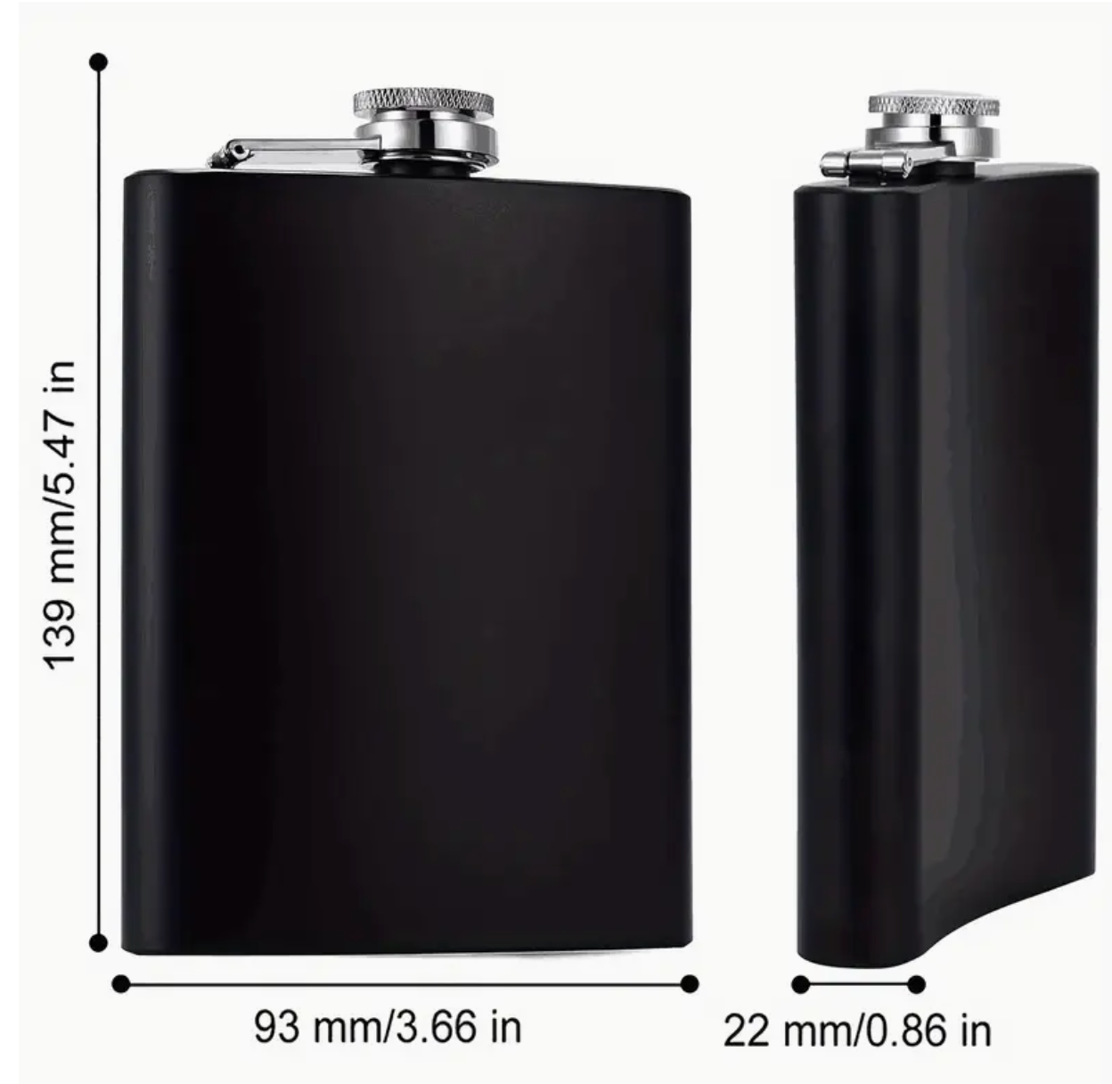 Black Metal Hip Flask Set